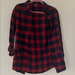Plaid Button Down Shirt in Red and Black